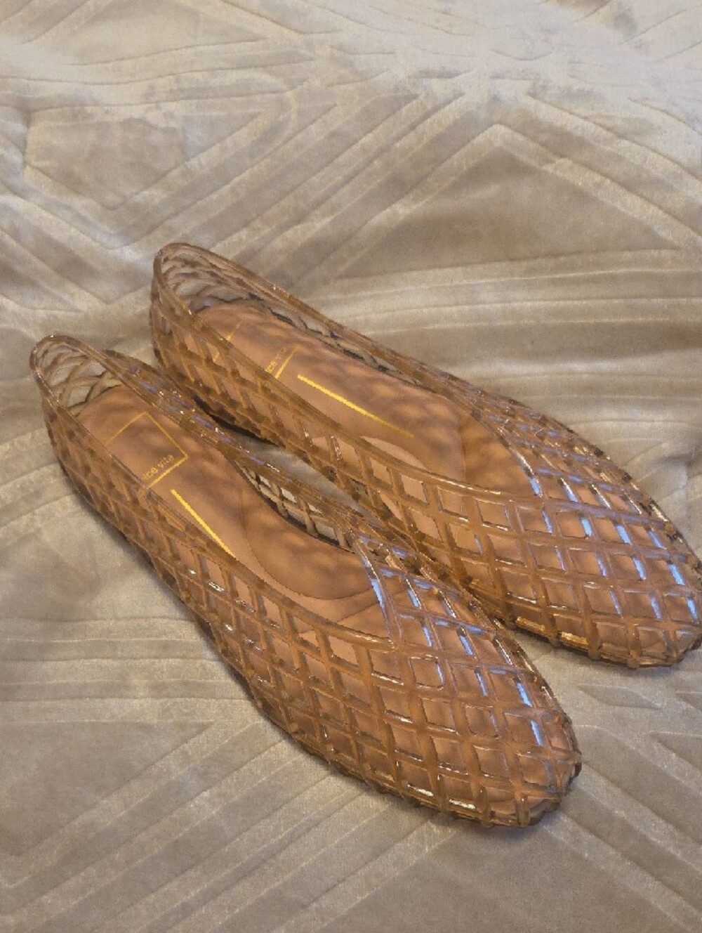 Dolce Vita Brown Transparent Lattice Jelly Flats